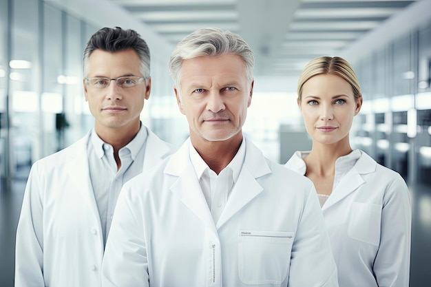 Team of three scientists in the laboratory