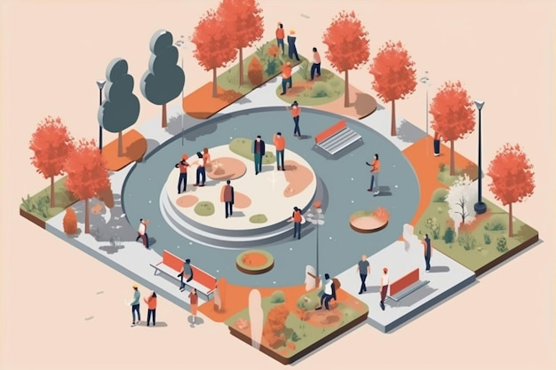 新しい公共公園を作成する都市デザイナーのチーム