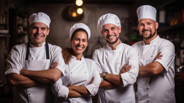 Team van lachende chef-koks