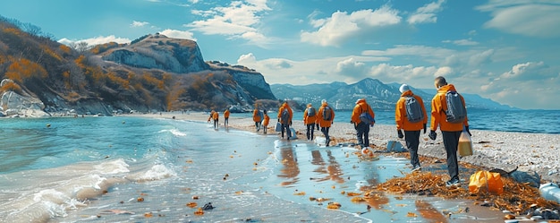 Photo a team of volunteers working together to clean up background