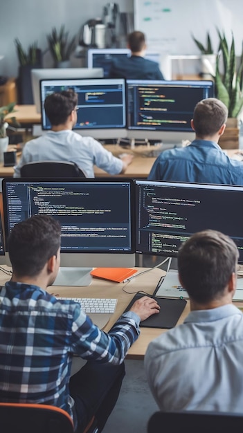 Команда разработчиков веб-приложений, кодирование веб-сайта, отладка исходного кода