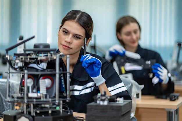 Team woman engineers practicing maintenance Taking care and practicing maintenance