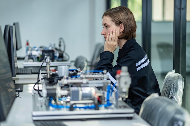 Женщины-инженеры команды, занимающиеся техническим обслуживанием, занимающиеся уходом и практикой технического обслуживания