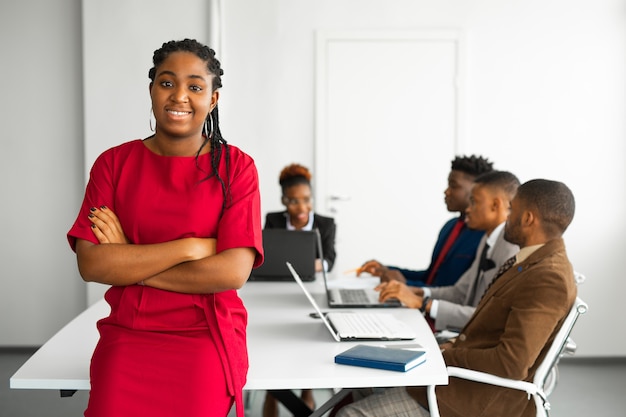 team of young african people in the office