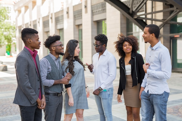 Team of young African people outdoors