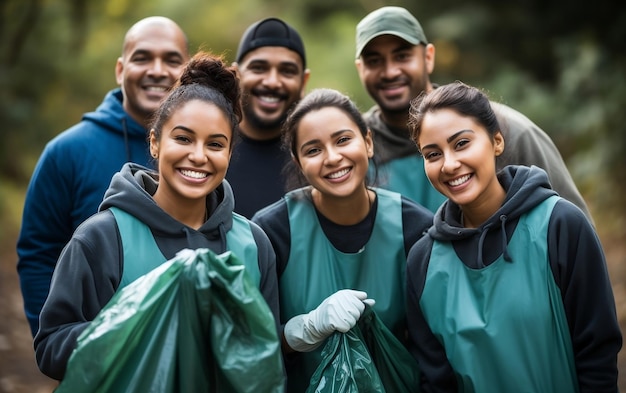 Photo team of young volunteer workers generative ai