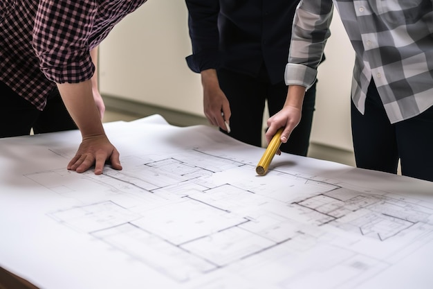 teamleider in gesprek met projectleider of hoofdaannemer over bouwplannen