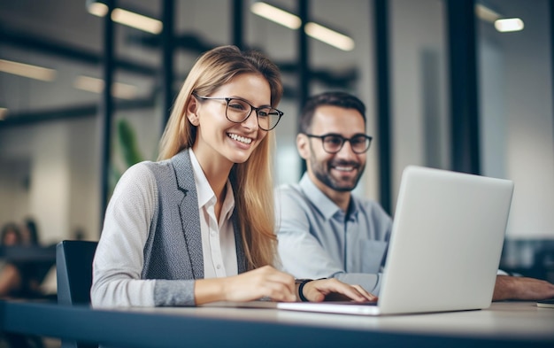 Teamwerk op kantoor Zakelijke mensen brainstormen over de laptop