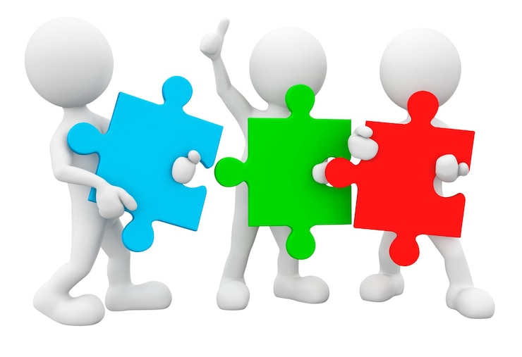 Foto teamwerk puzzels png 3d illustratie doorzichtige achtergrond