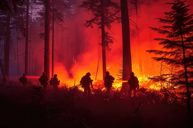 Teamwerk van brandweerlieden bij het elimineren van boombranden in het reservaat