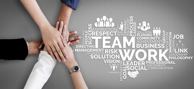 Photo teamwork and business human resources