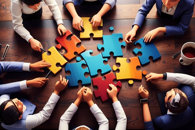 Teamwork Business Team Meeting Unity Jigsaw Puzzle Concept