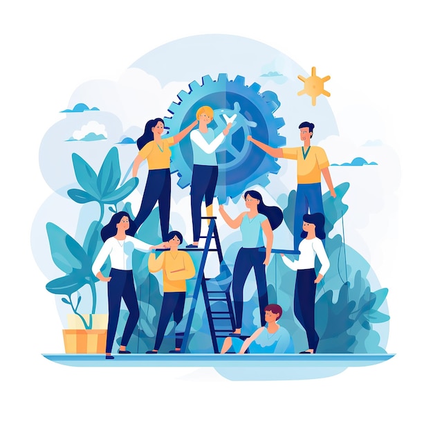 Photo teamwork concept vector illustration in flat style