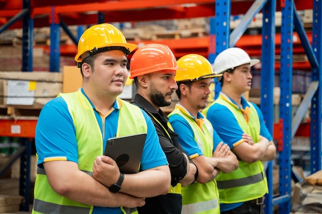 Ingegnere del lavoro di squadra logistica e trasporti professionali affari di trasporto lavoro industriale di successo uomini di servizio di buon lavoro presso workxa