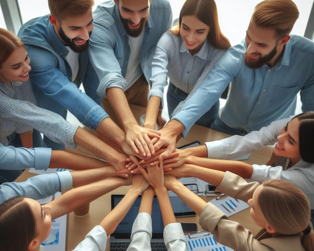 Foto gruppo di amici che lavorano in squadra