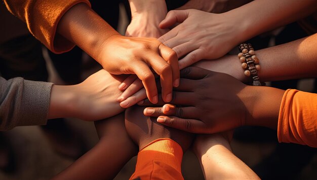 teamwork to strengthen friendship hand by photo dlto in the style of temmie chang