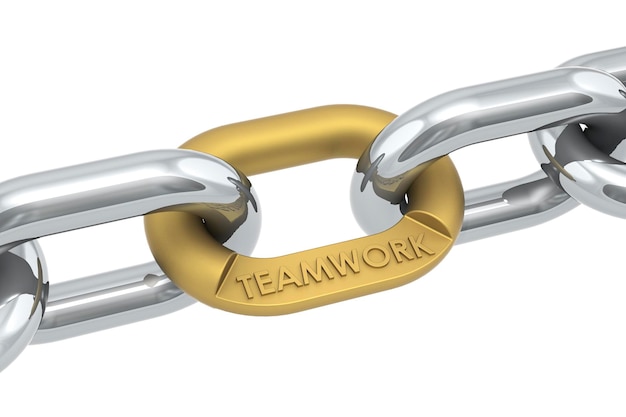 Teamwork word on the golden chain