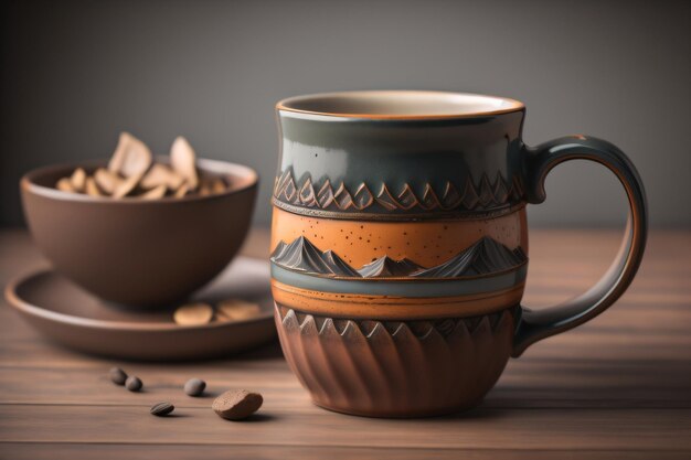 A teapot and a cup of coffee on a table.