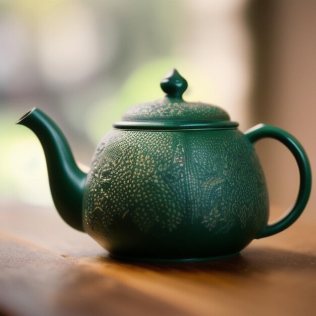 Photo a teapot with a design on the top.