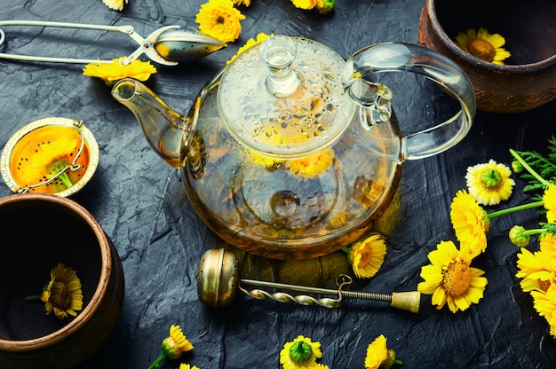 Teapot with fresh flower tea,herbal medicine