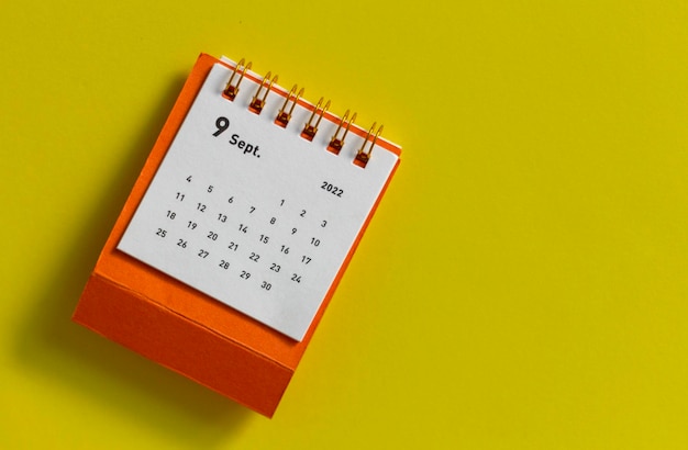 Tearoff-kalender voor september 2022 desktopkalender voor het plannen van het toewijzen van organiseren en beheren van elke datum