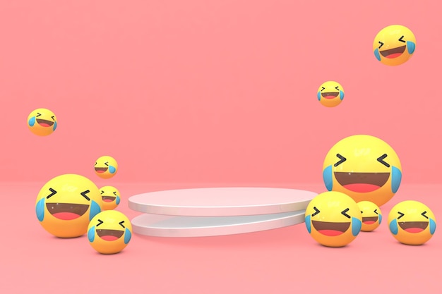 Слезы радости emoji 3d подиум с фоном смайлик