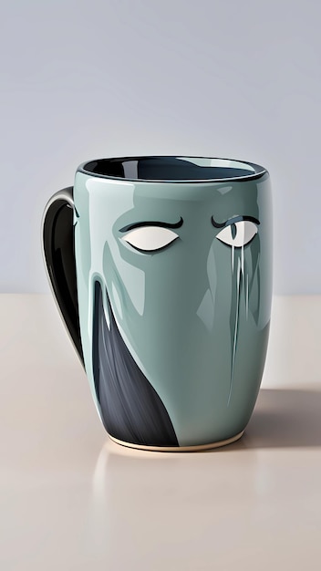 Teary mug 3D cartoon design concept illustration