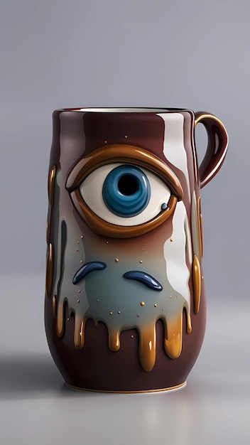 Teary mug 3D cartoon design concept illustration