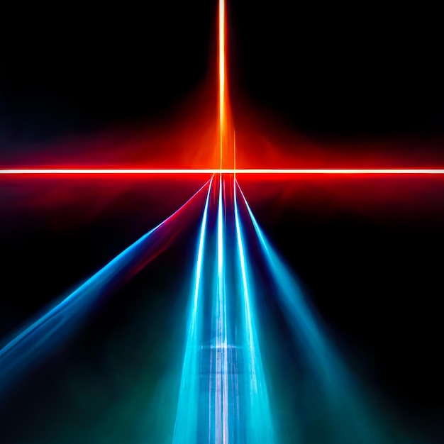 Tech background. Abstract technology colourful background in a dark.  Laser lines, speed, techno, ra