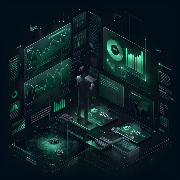 Photo tech cube charting abstract data mapping