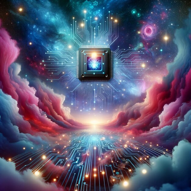 Tech Essence in Cosmic Dreamscape