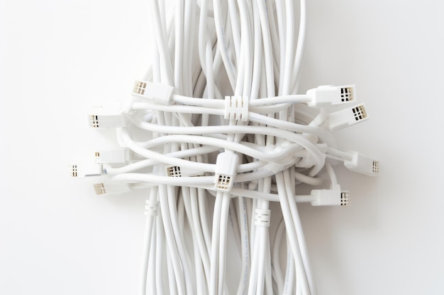 Фото tech essentials изолированные кабели против белого