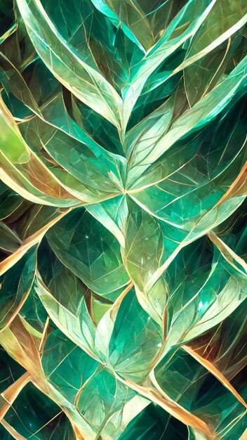 Tech green crystal mineral mosaic background 3d\
illustration