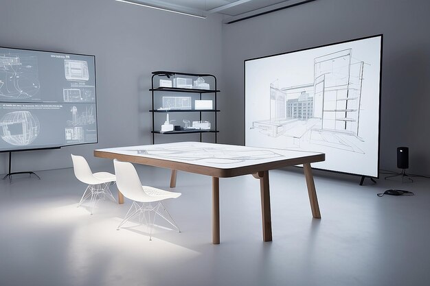 Foto collaborazione del laboratorio tecnico arte interattiva su projectionmapped furniture mockup