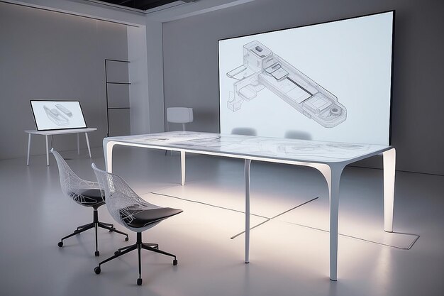 A tech lab with gesture controls and collaborative elements mockup with blank white empty space for placing your design