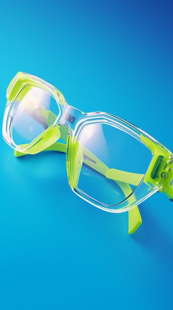 기술 보호 장비 푸른 배경에 고립 된 녹색 안경 수직 모바일 벽지