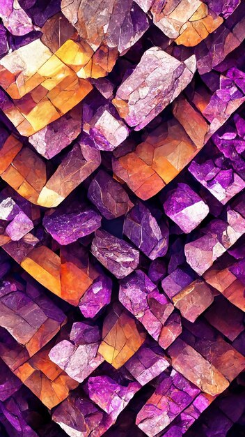 Tech purple crystal mineral mosaic background 3d
illustration