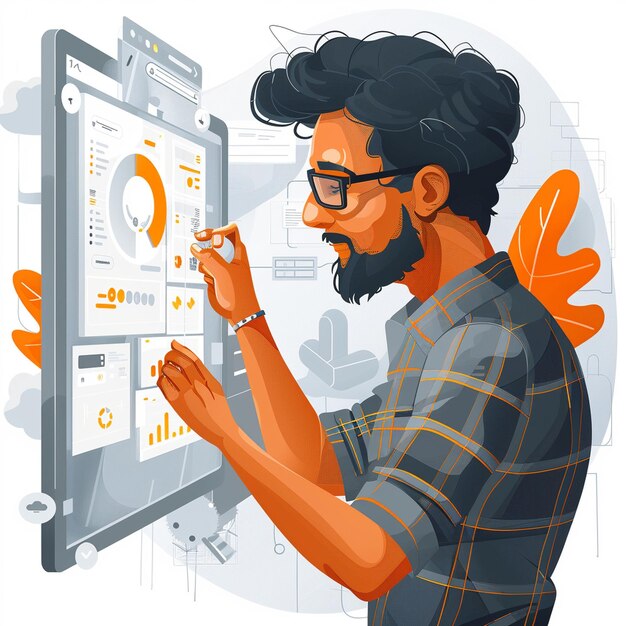 tech support agent business intelligence analyst in flat minimal image