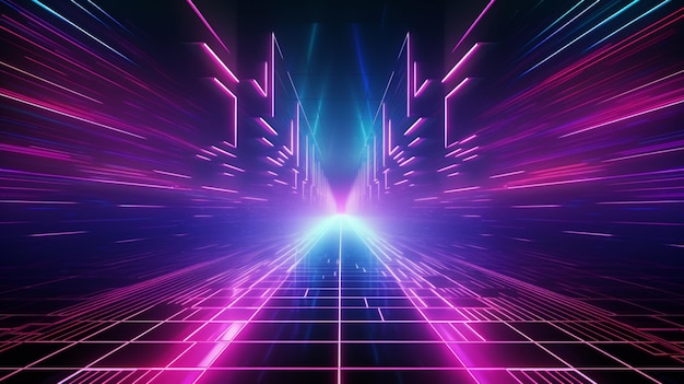 Tech synthwave glitch art style in neon colors ai generated art