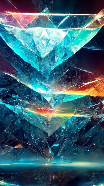 Tech triangle clear crystal background 3d illustration