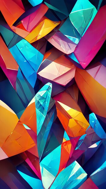 Tech triangle colorful crystal background illustration 3D illustration