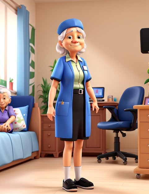 Photo techassisted nursing d animation helping the elderly