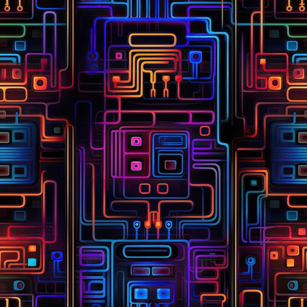 Photo techcyberpunk wall pattern