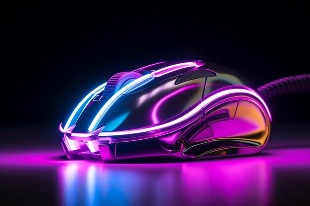 Ai による TechDriven Gaming NeonLit LeftHanded Gamer Mouse Generative