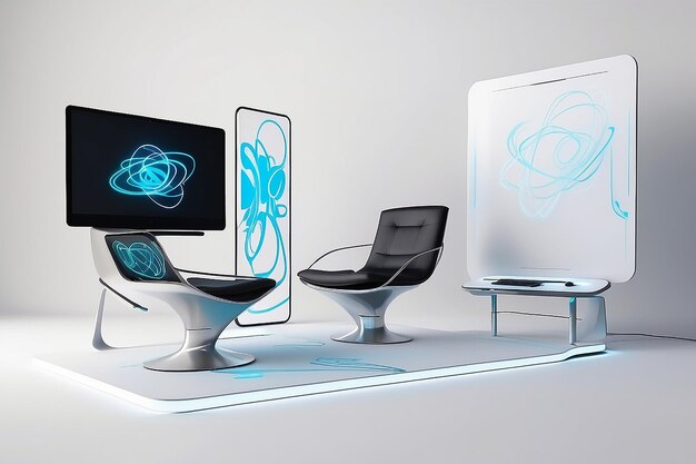 A techinspired lounge mockup with blank white empty space for placing your design