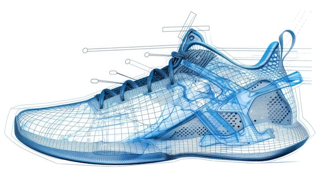 Technical Drawing of a Basketball Shoe Single Shoe Blueprint