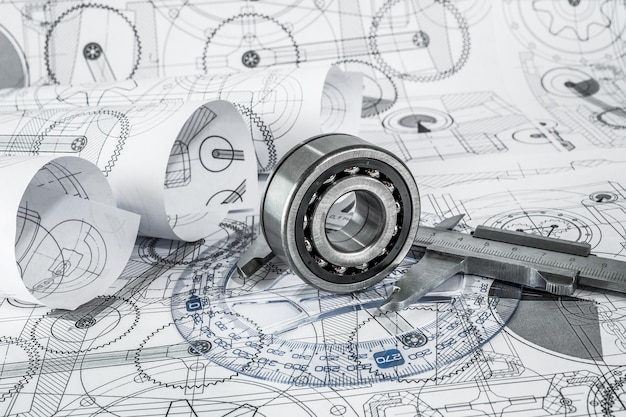 写真 ボールベアリングを使用した技術図面