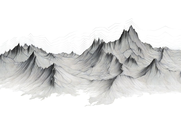 Technical line drawing tectonic minimalism mountains