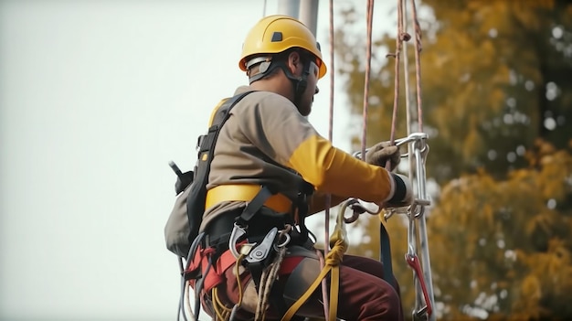 The technician doing a monthly inspection at the cell tower