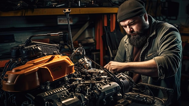 Technician focuses on inspecting and repairing the car's cooling system addressing potential leaks blockages Generated by AI